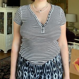 Navy & blue button up